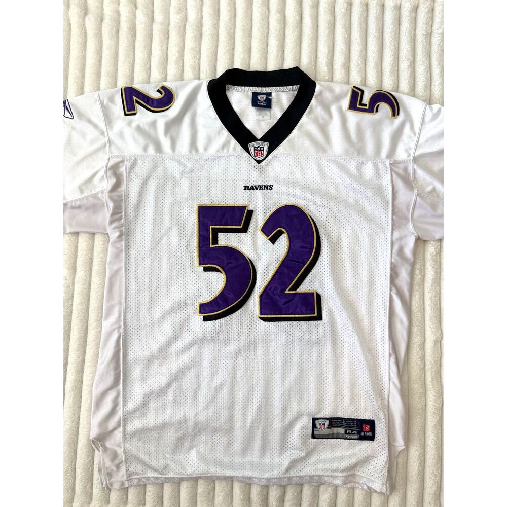 Vintage Baltimore Ravens Ray Lewis Jersey Reebok NFL OnField White 54 XXXL